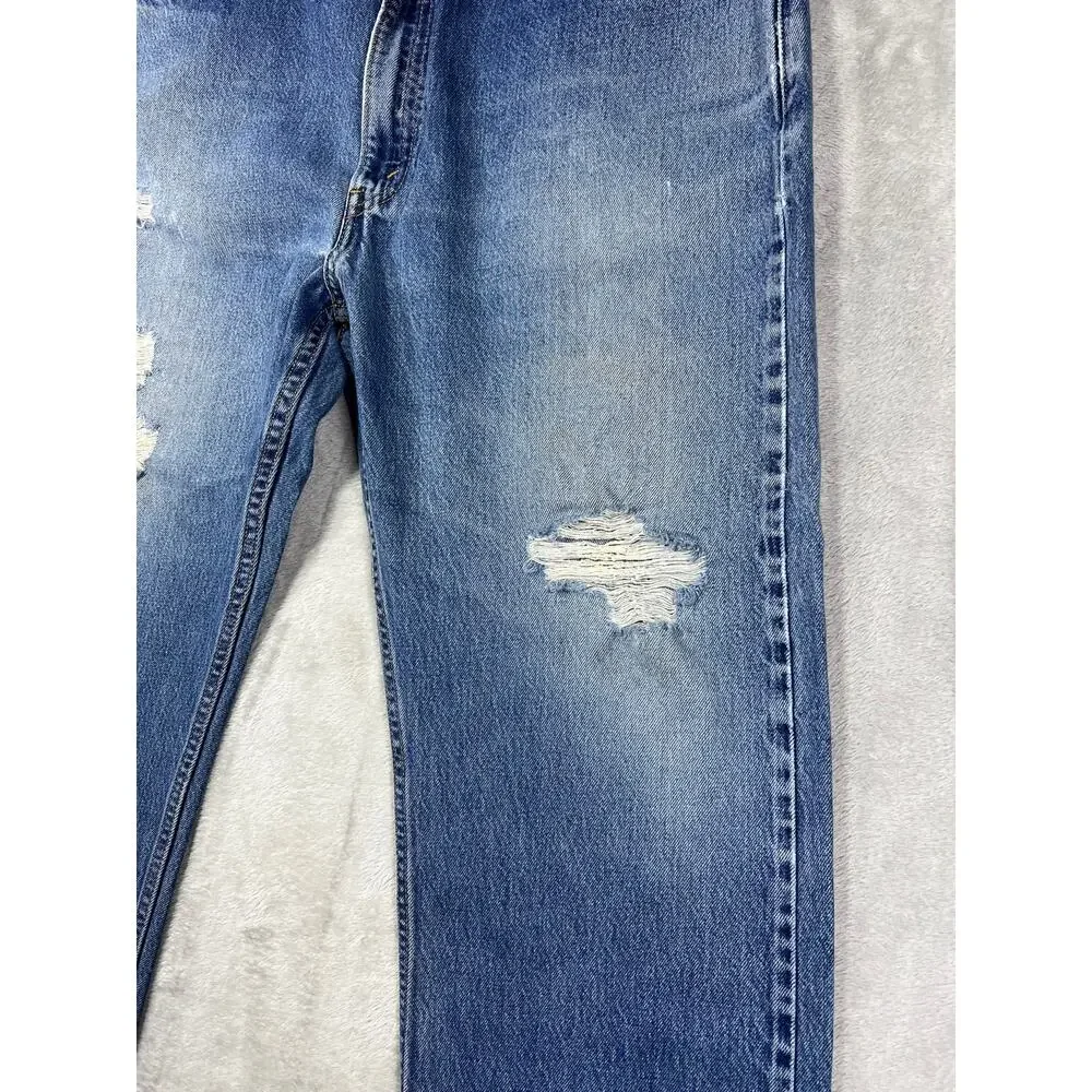 Vintage Levi's 550 Distressed Jeans 38x30 Made in USA Light Wash